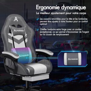 Chaise Gaming Alfordson LED Ergonomique avec Massage et Éclairage RVB
