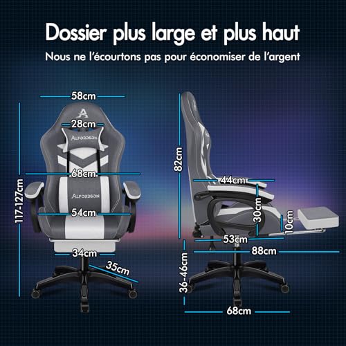 Chaise Gaming Alfordson LED Ergonomique avec Massage et Éclairage RVB