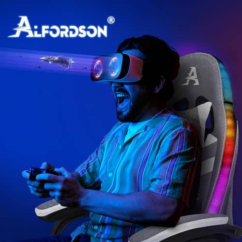 Chaise Gaming Alfordson LED Ergonomique avec Massage et Éclairage RVB