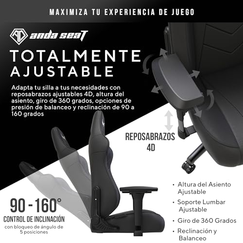 Chaise Gaming Anda Seat Dark Demon Dragon en Cuir Noir avec Accoudoirs 4D