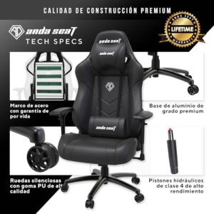 Chaise Gaming Anda Seat Dark Demon Dragon en Cuir Noir avec Accoudoirs 4D