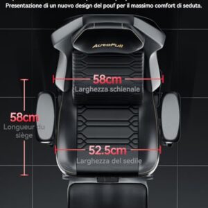 Chaise Gaming AutoFull M5 Ergonomique avec Support Lombaire et Repose-Pieds Noir