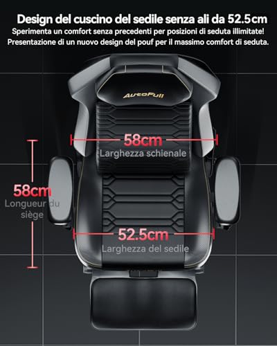 Chaise Gaming AutoFull M5 Ergonomique avec Support Lombaire et Repose-Pieds Noir