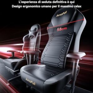 Chaise Gaming AutoFull M5 Ergonomique avec Support Lombaire et Repose-Pieds Noir