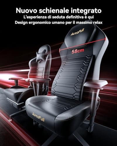 Chaise Gaming AutoFull M5 Ergonomique avec Support Lombaire et Repose-Pieds Noir
