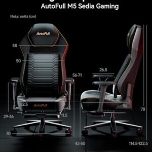 Chaise Gaming AutoFull M5 Ergonomique avec Support Lombaire et Repose-Pieds Noir