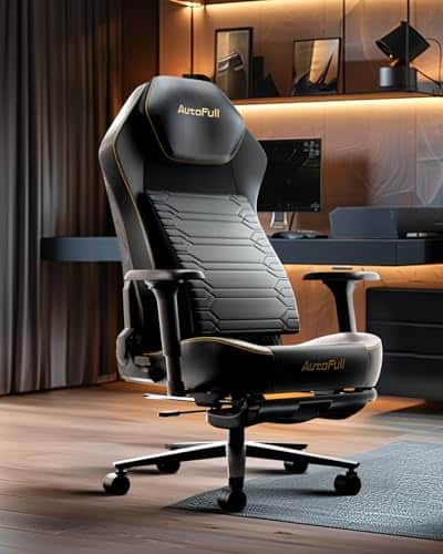 Chaise Gaming AutoFull M5 Ergonomique avec Support Lombaire et Repose-Pieds Noir