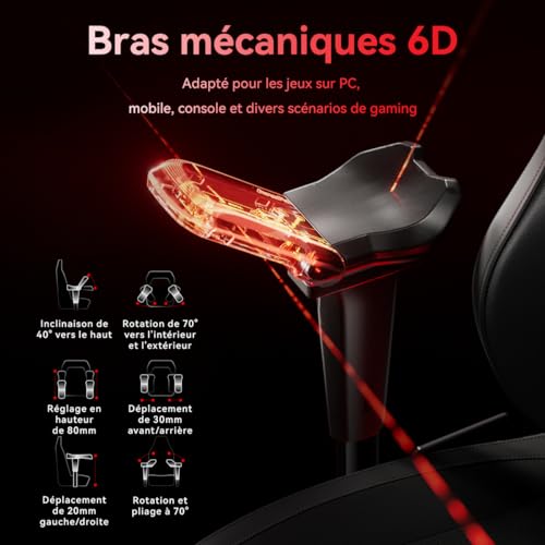 Chaise Gaming AutoFull M6 Ergonomique avec Chauffage, Accoudoirs et Repose-Pieds 6D