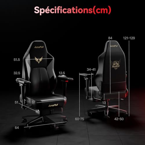 Chaise Gaming AutoFull M6 Ergonomique avec Chauffage, Accoudoirs et Repose-Pieds 6D