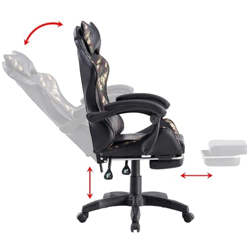 Chaise Gaming Brigros en Simili Cuir Camouflage – Confort Optimal