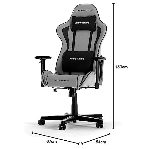 Chaise Gaming DXRacer FORMULA L Gris & Noir en PVC Cuir