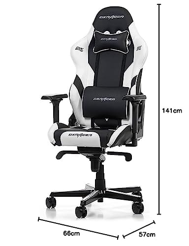 Chaise Gaming DXRacer Gladiator G001 Noir-Blanc, Simili Cuir, jusqu’à 2m