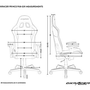 Chaise Gaming DXRacer Prince P08 Similicuir Noir-Gris jusqu’à 1,85 m