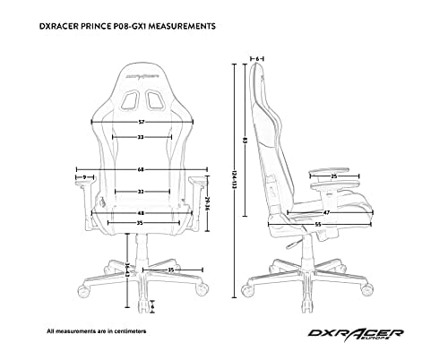 Chaise Gaming DXRacer Prince P08 Similicuir Noir-Gris jusqu’à 1,85 m