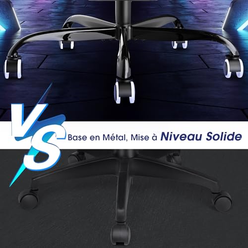 Chaise Gaming Devoko avec Massage, Soutien Lombaire et Tapis de Pieds Noir