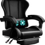 Chaise Gaming Devoko avec Massage, Soutien Lombaire et Tapis de Pieds Noir