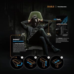Chaise Gaming Diablo X.Eye Prime : Fauteuil PC Vert avec Support Lombaire 140 kg
