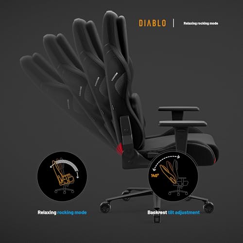 Chaise Gaming Diablo X.One Prime – Fauteuil PC Noir avec Oreiller Magnétique