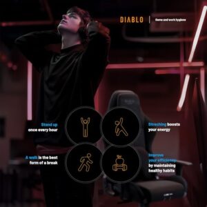 Chaise Gaming Diablo X.One Prime – Fauteuil PC Noir avec Oreiller Magnétique