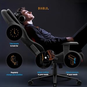 Chaise Gaming Diablo X.One Prime – Fauteuil PC Noir avec Oreiller Magnétique
