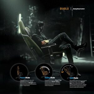 Chaise Gaming Diablo X.Eye Prime : Fauteuil PC Vert avec Support Lombaire 140 kg