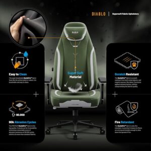 Chaise Gaming Diablo X.Eye Prime : Fauteuil PC Vert avec Support Lombaire 140 kg