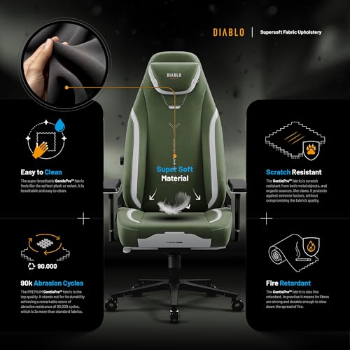 Chaise Gaming Diablo X.Eye Prime : Fauteuil PC Vert avec Support Lombaire 140 kg