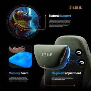 Chaise Gaming Diablo X.Eye Prime : Fauteuil PC Vert avec Support Lombaire 140 kg