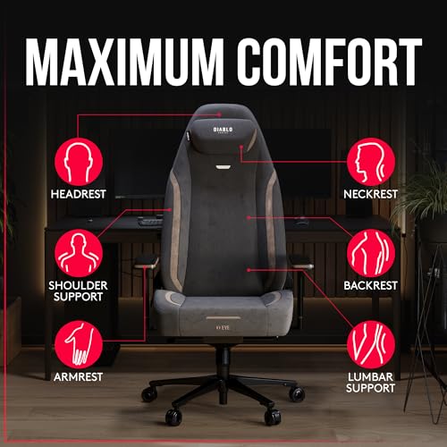 Chaise Gaming Diablo X-Eye 2.0 Tissu Ergonomique avec Appuie-tête et Accoudoirs