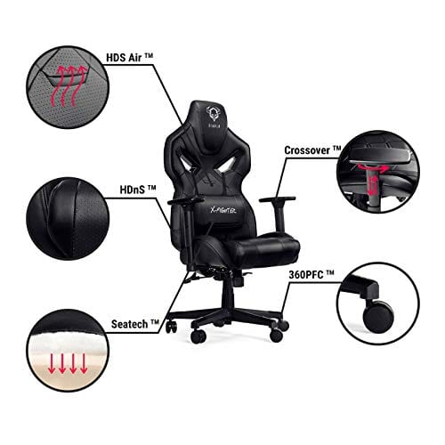 Chaise Gaming Diablo X-Fighter avec Accoudoirs 3D et Coussin Lombaire