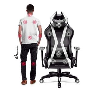 Chaise Gaming Diablo X-Horn Ergonomique Noir-Blanc avec Accoudoirs 3D