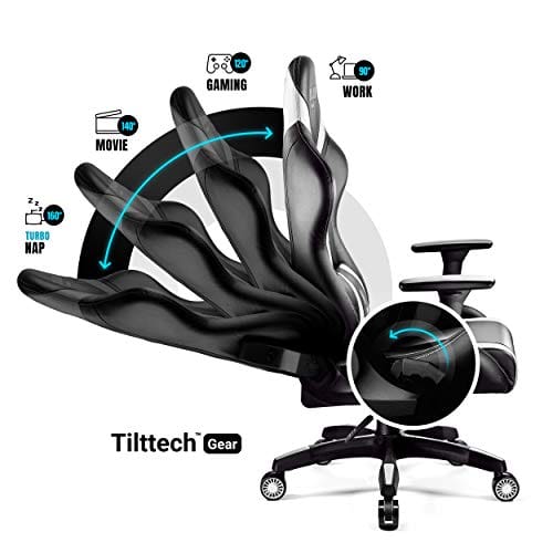 Chaise Gaming Diablo X-Horn Ergonomique Noir-Blanc avec Accoudoirs 3D