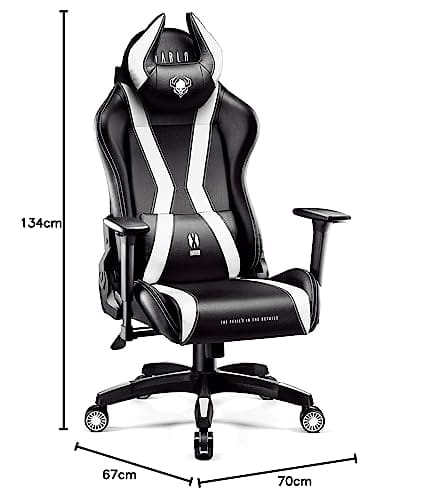 Chaise Gaming Diablo X-Horn Ergonomique Noir-Blanc avec Accoudoirs 3D