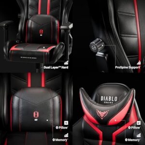 Chaise Gaming Diablo X-Ray Ergonomique Noir-Rouge, Accoudoirs 4D, Inclinaison, 150 kg