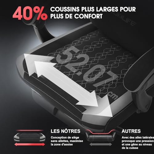 Chaise Gaming Douxlife Ergonomique avec Massage et Repose-Pieds, 158 kg, Gris