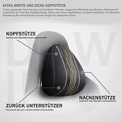 Chaise Gaming Dowinx 4D Ergonomique avec Repose-Pieds et Soutien Lombaire – Noir