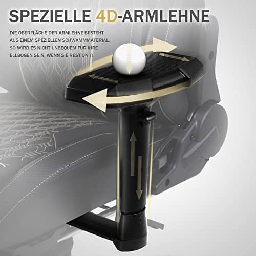 Chaise Gaming Dowinx 4D Ergonomique avec Repose-Pieds et Soutien Lombaire – Noir