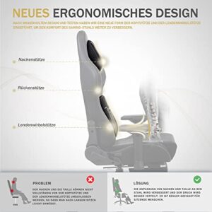 Chaise Gaming Dowinx 4D Ergonomique avec Repose-Pieds et Soutien Lombaire – Noir