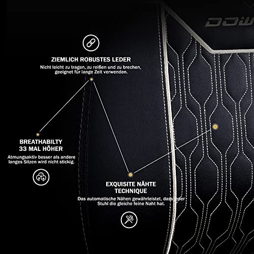 Chaise Gaming Dowinx 4D Ergonomique avec Repose-Pieds et Soutien Lombaire – Noir