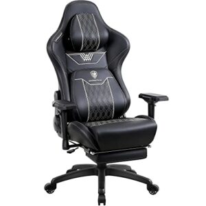 Chaise Gaming Dowinx 4D Ergonomique avec Repose-Pieds et Soutien Lombaire – Noir