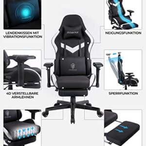 Chaise Gaming Dowinx Noir avec Support Lombaire Massant et Repose-Pieds