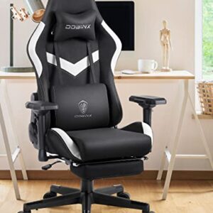 Chaise Gaming Dowinx Noir avec Support Lombaire Massant et Repose-Pieds