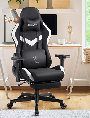 Chaise Gaming Dowinx Noir avec Support Lombaire Massant et Repose-Pieds