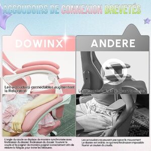 Chaise Gaming Dowinx Sweet Cat – Ergonomique avec Repose-Pieds, Rose
