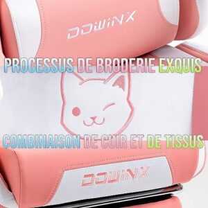 Chaise Gaming Dowinx Sweet Cat – Ergonomique avec Repose-Pieds, Rose