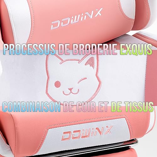 Chaise Gaming Dowinx Sweet Cat – Ergonomique avec Repose-Pieds, Rose
