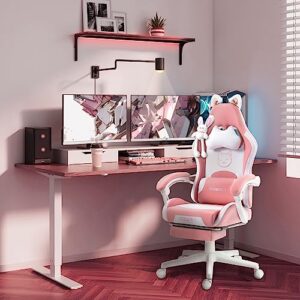 Chaise Gaming Dowinx Sweet Cat – Ergonomique avec Repose-Pieds, Rose
