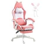 Chaise Gaming Dowinx Sweet Cat - Ergonomique avec Repose-Pieds, Rose