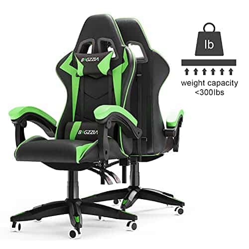 Chaise Gaming Ergonomique Bigzzia avec LED, Dossier Réglable et Support Lombaire
