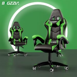 Chaise Gaming Ergonomique Bigzzia avec LED, Dossier Réglable et Support Lombaire